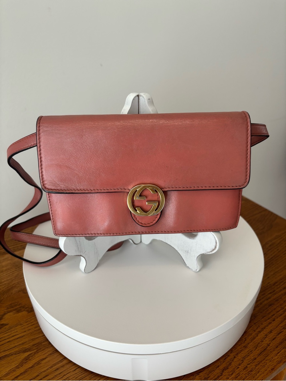GUCCI INTERLOCKING GG CALFSKIN CROSSBODY/WALLET/HANDBAG -EUC